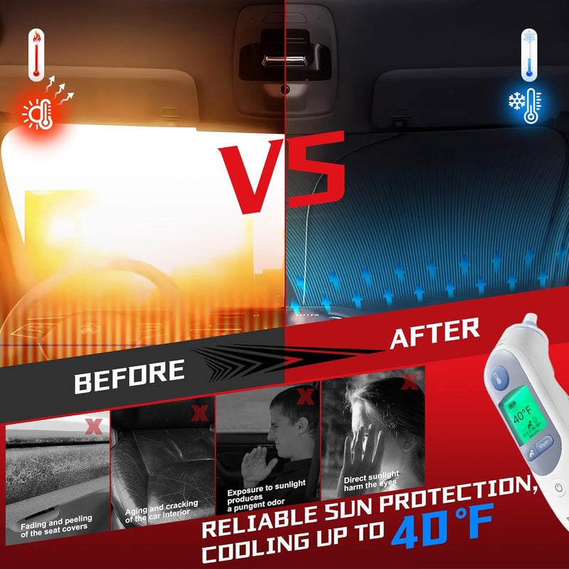 Fonowka Windshield Sun Shade for 2010-2015 Le-xus RX Foldable Sun Sunshade for Car Front Window Blocks UV Rays and Heat Automotive Interior Protector Custom Fit Accessories - Image 4